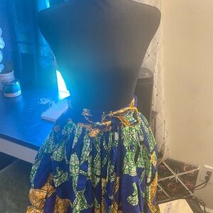 Asymmetrical Blue and Green Women's Dress